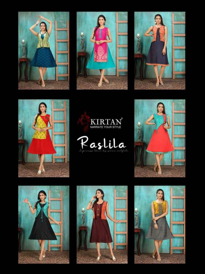 Kirtan Raslila Latest Fancy Designer Regular Wear Rayon Printed Kurti With Koti Collection
